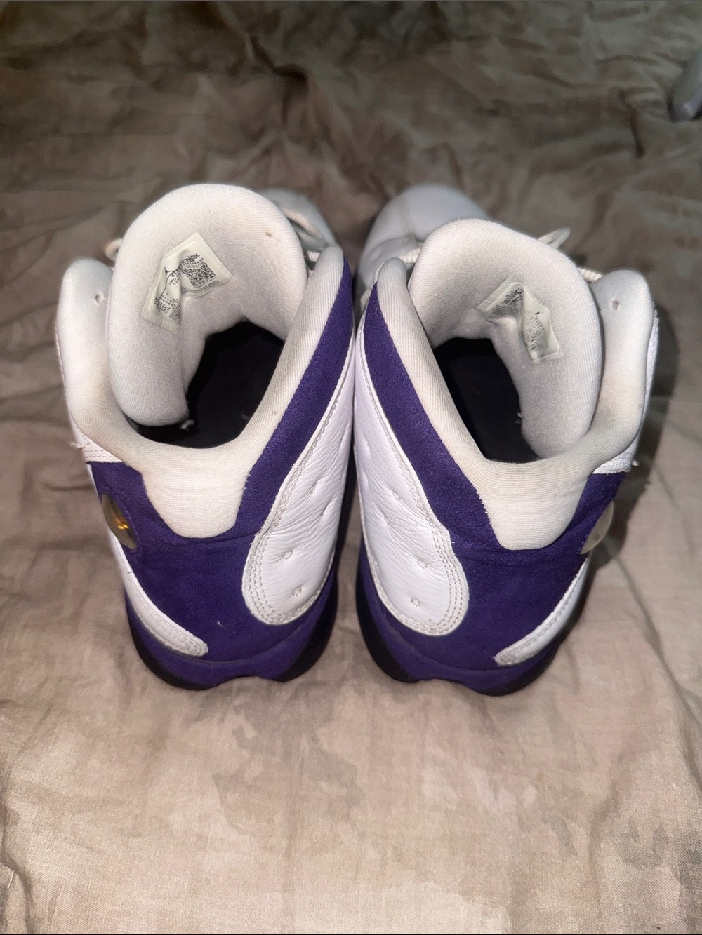 Jordan White and Purple Retro Basketball Sneakers - Picture 2 of 3